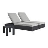 Aspen 3-Piece Outdoor Patio Powder-Coated Aluminum Chaise Lounge Set in Gray Gray
