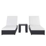 Aspen 3-Piece Outdoor Patio Powder-Coated Aluminum Chaise Lounge Set in Gray White