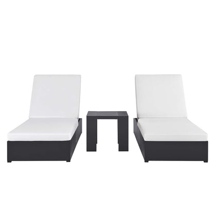 Tahoe 3-Piece Outdoor Patio Powder-Coated Aluminum Chaise Lounge Set by Furniture For America