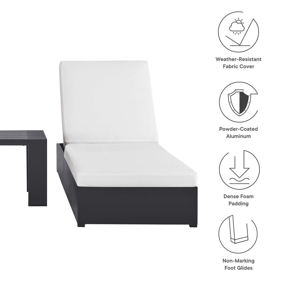 Aspen 3-Piece Outdoor Patio Powder-Coated Aluminum Chaise Lounge Set in Gray White
