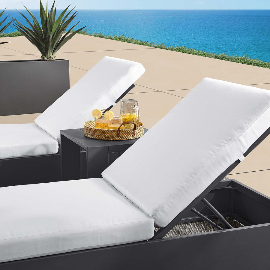 Aspen 3-Piece Outdoor Patio Powder-Coated Aluminum Chaise Lounge Set in Gray White