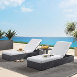 Aspen 3-Piece Outdoor Patio Powder-Coated Aluminum Chaise Lounge Set in Gray White