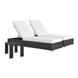 Aspen 3-Piece Outdoor Patio Powder-Coated Aluminum Chaise Lounge Set in Gray White