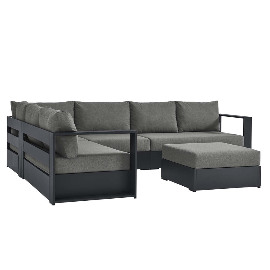 Aspen 5-Piece Outdoor Patio Powder-Coated Aluminum Sectional Sofa Set in Gray Charcoal
