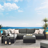 Aspen 5-Piece Outdoor Patio Powder-Coated Aluminum Sectional Sofa Set in Gray Charcoal