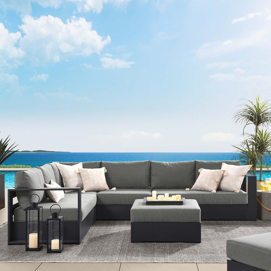 Aspen 5-Piece Outdoor Patio Powder-Coated Aluminum Sectional Sofa Set in Gray Charcoal