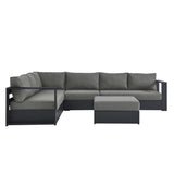 Aspen 5-Piece Outdoor Patio Powder-Coated Aluminum Sectional Sofa Set in Gray Charcoal