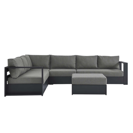 Tahoe 5-Piece Outdoor Patio Powder-Coated Aluminum Sectional Sofa Set in Gray Charcoal