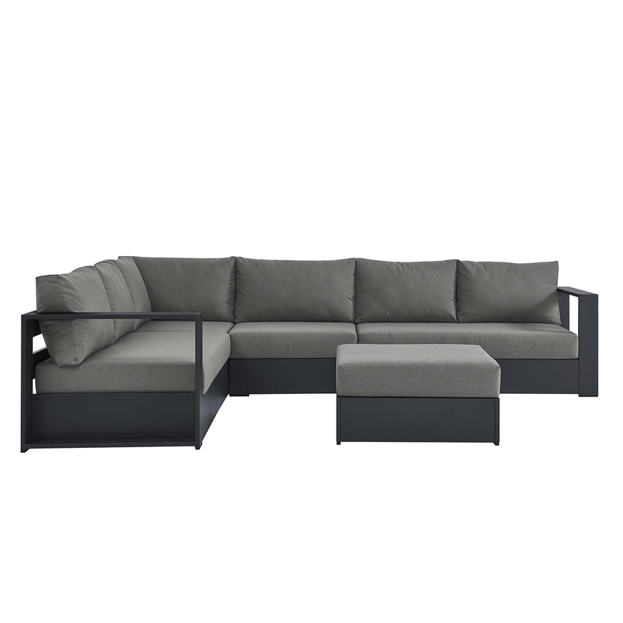 Aspen 5-Piece Outdoor Patio Powder-Coated Aluminum Sectional Sofa Set in Gray Charcoal