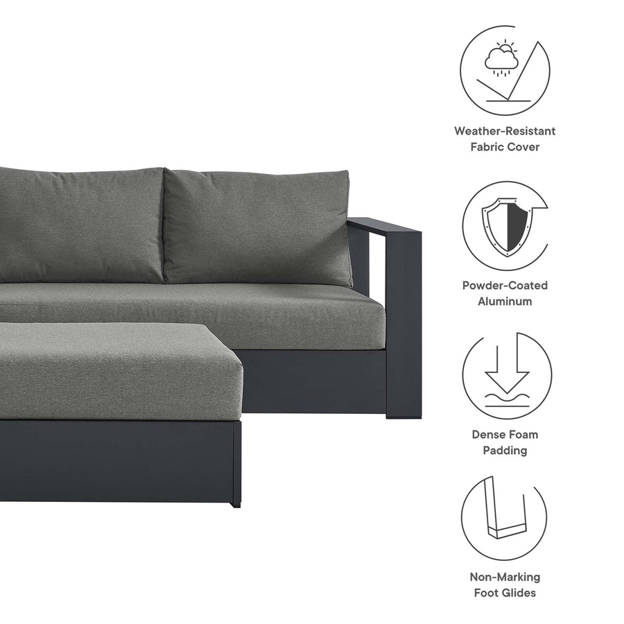 Aspen 5-Piece Outdoor Patio Powder-Coated Aluminum Sectional Sofa Set in Gray Charcoal