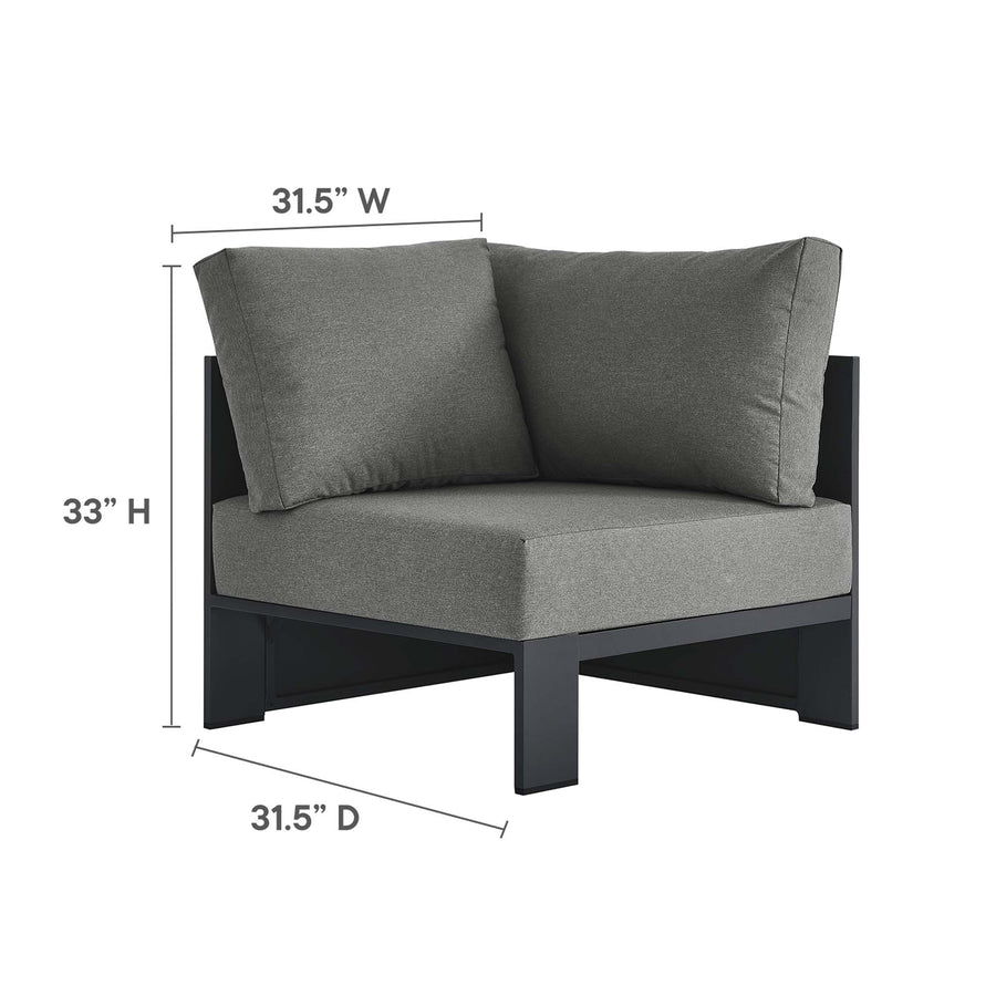 Aspen 5-Piece Outdoor Patio Powder-Coated Aluminum Sectional Sofa Set in Gray Charcoal