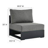 Aspen 5-Piece Outdoor Patio Powder-Coated Aluminum Sectional Sofa Set in Gray Charcoal