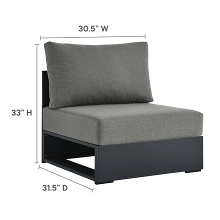 Tahoe 5-Piece Outdoor Patio Powder-Coated Aluminum Sectional Sofa Set in Gray Charcoal