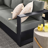 Aspen 5-Piece Outdoor Patio Powder-Coated Aluminum Sectional Sofa Set in Gray Charcoal