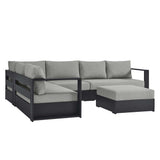Aspen 5-Piece Outdoor Patio Powder-Coated Aluminum Sectional Sofa Set in Gray Gray