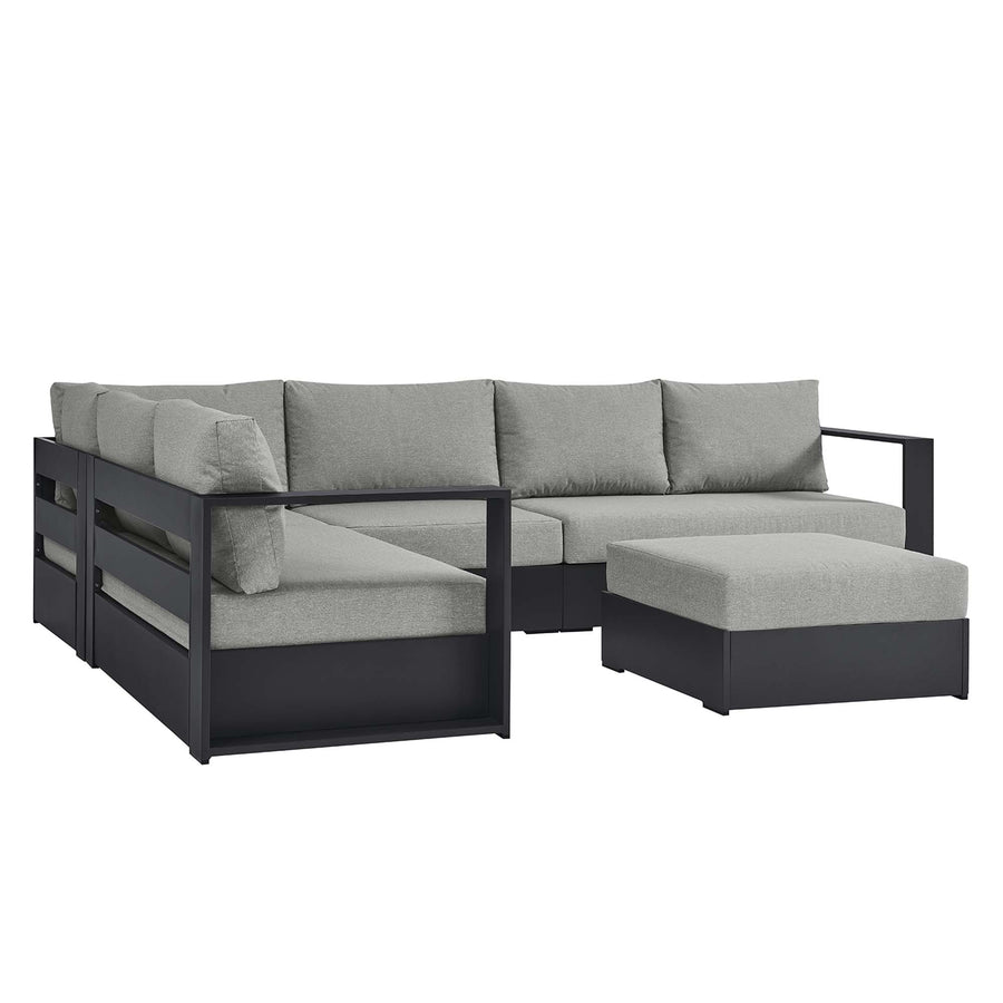 Aspen 5-Piece Outdoor Patio Powder-Coated Aluminum Sectional Sofa Set in Gray Gray
