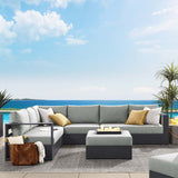 Aspen 5-Piece Outdoor Patio Powder-Coated Aluminum Sectional Sofa Set in Gray Gray