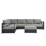 Aspen 5-Piece Outdoor Patio Powder-Coated Aluminum Sectional Sofa Set in Gray Gray