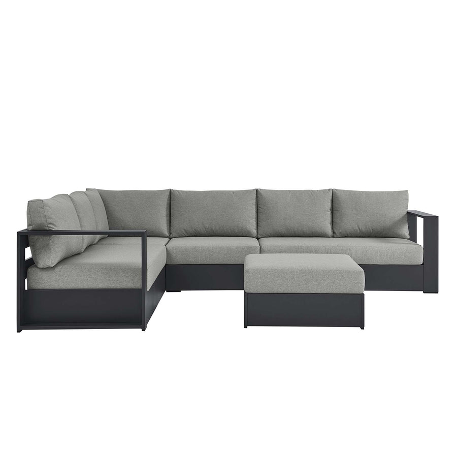 Aspen 5-Piece Outdoor Patio Powder-Coated Aluminum Sectional Sofa Set in Gray Gray