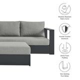 Aspen 5-Piece Outdoor Patio Powder-Coated Aluminum Sectional Sofa Set in Gray Gray