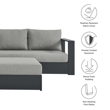 Tahoe 5-Piece Outdoor Patio Powder-Coated Aluminum Sectional Sofa Set in Gray Gray