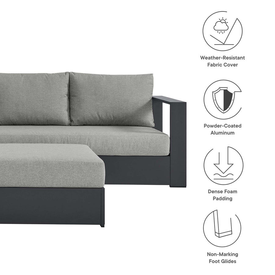 Aspen 5-Piece Outdoor Patio Powder-Coated Aluminum Sectional Sofa Set in Gray Gray