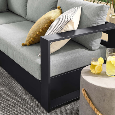 Tahoe 5-Piece Outdoor Patio Powder-Coated Aluminum Sectional Sofa Set in Gray Gray