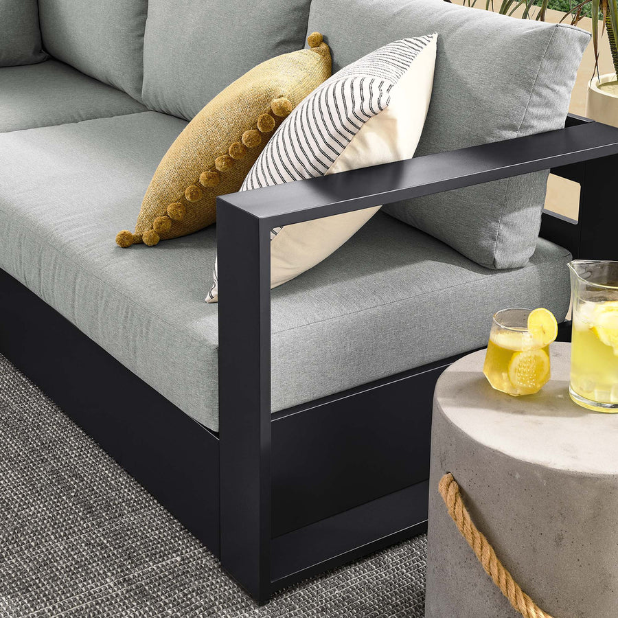 Aspen 5-Piece Outdoor Patio Powder-Coated Aluminum Sectional Sofa Set in Gray Gray