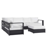 Aspen 5-Piece Outdoor Patio Powder-Coated Aluminum Sectional Sofa Set in Gray White