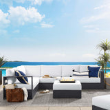 Aspen 5-Piece Outdoor Patio Powder-Coated Aluminum Sectional Sofa Set in Gray White