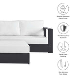 Aspen 5-Piece Outdoor Patio Powder-Coated Aluminum Sectional Sofa Set in Gray White