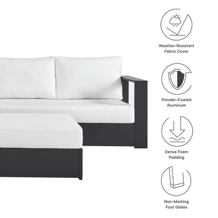 Tahoe 5-Piece Outdoor Patio Powder-Coated Aluminum Sectional Sofa Set in Gray White