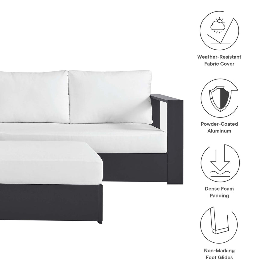 Aspen 5-Piece Outdoor Patio Powder-Coated Aluminum Sectional Sofa Set in Gray White