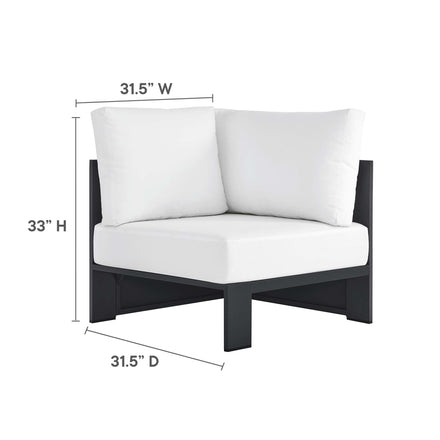 Tahoe 5-Piece Outdoor Patio Powder-Coated Aluminum Sectional Sofa Set in Gray White