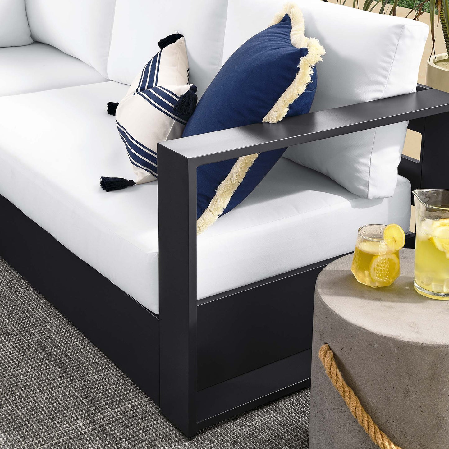 Tahoe 5-Piece Outdoor Patio Powder-Coated Aluminum Sectional Sofa Set by Furniture For America