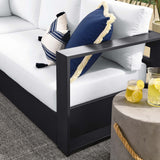 Aspen 5-Piece Outdoor Patio Powder-Coated Aluminum Sectional Sofa Set in Gray White