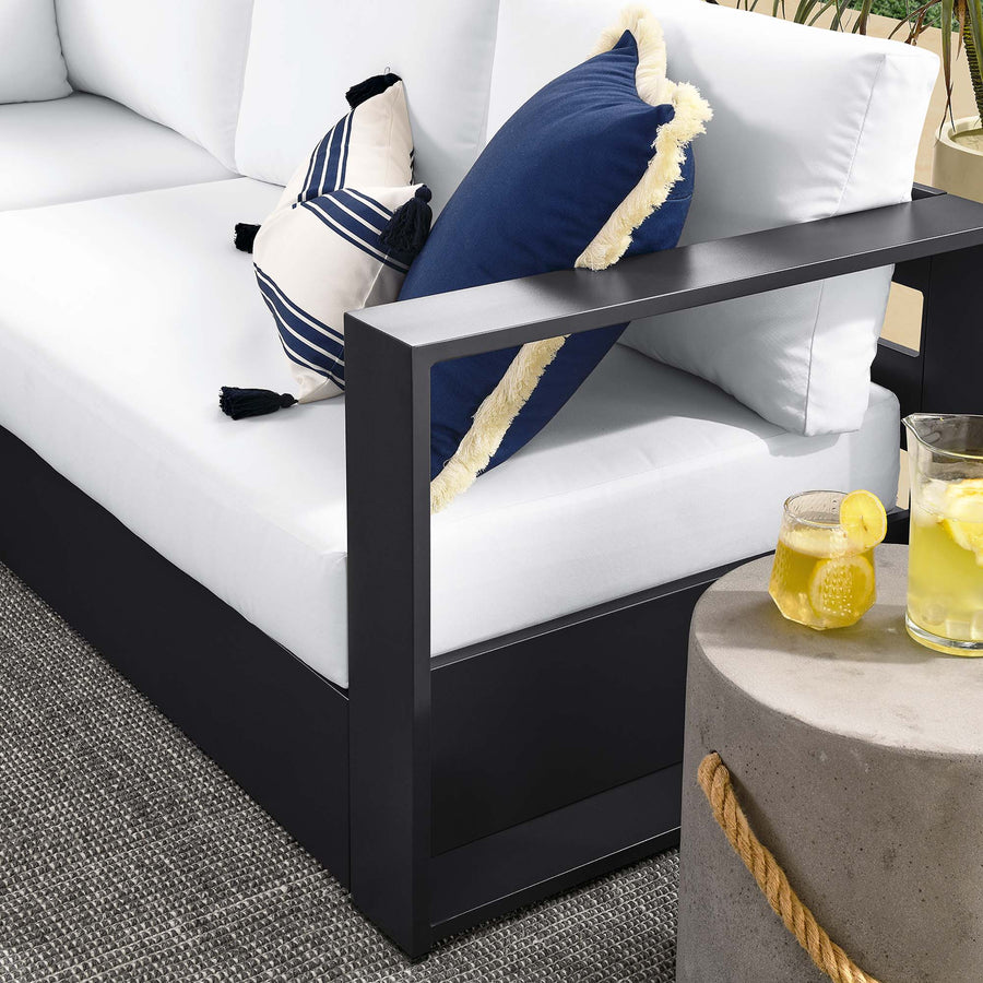 Aspen 5-Piece Outdoor Patio Powder-Coated Aluminum Sectional Sofa Set in Gray White