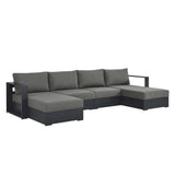 Aspen 4-Piece Outdoor Patio Powder-Coated Aluminum Sectional Sofa Set in Gray Charcoal