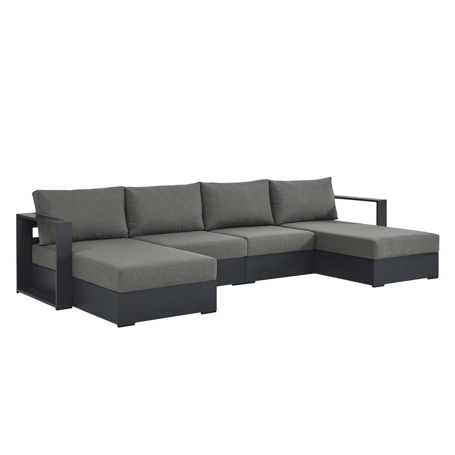 Aspen 4-Piece Outdoor Patio Powder-Coated Aluminum Sectional Sofa Set in Gray Charcoal
