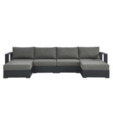Aspen 4-Piece Outdoor Patio Powder-Coated Aluminum Sectional Sofa Set in Gray Charcoal