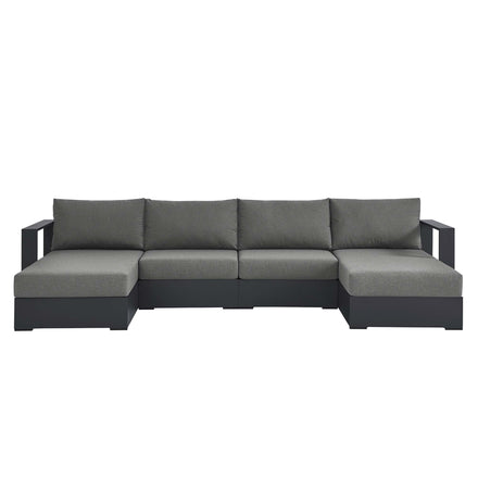 Tahoe 4-Piece Outdoor Patio Powder-Coated Aluminum Sectional Sofa Set in Gray Charcoal