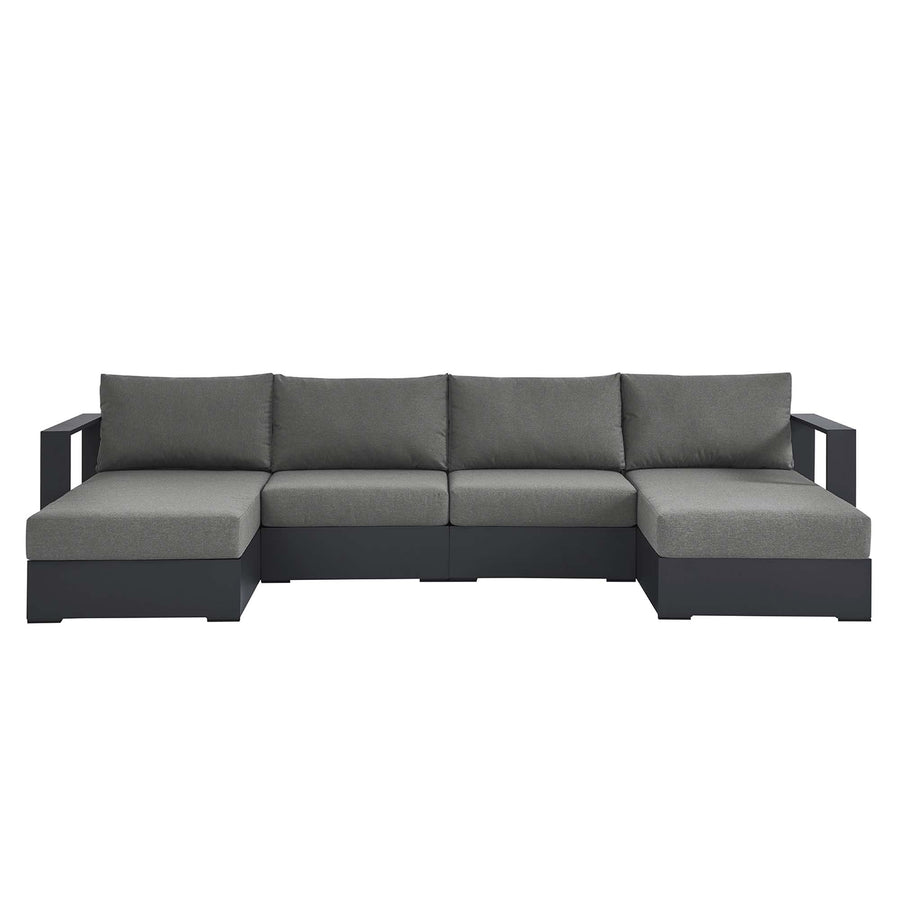 Aspen 4-Piece Outdoor Patio Powder-Coated Aluminum Sectional Sofa Set in Gray Charcoal