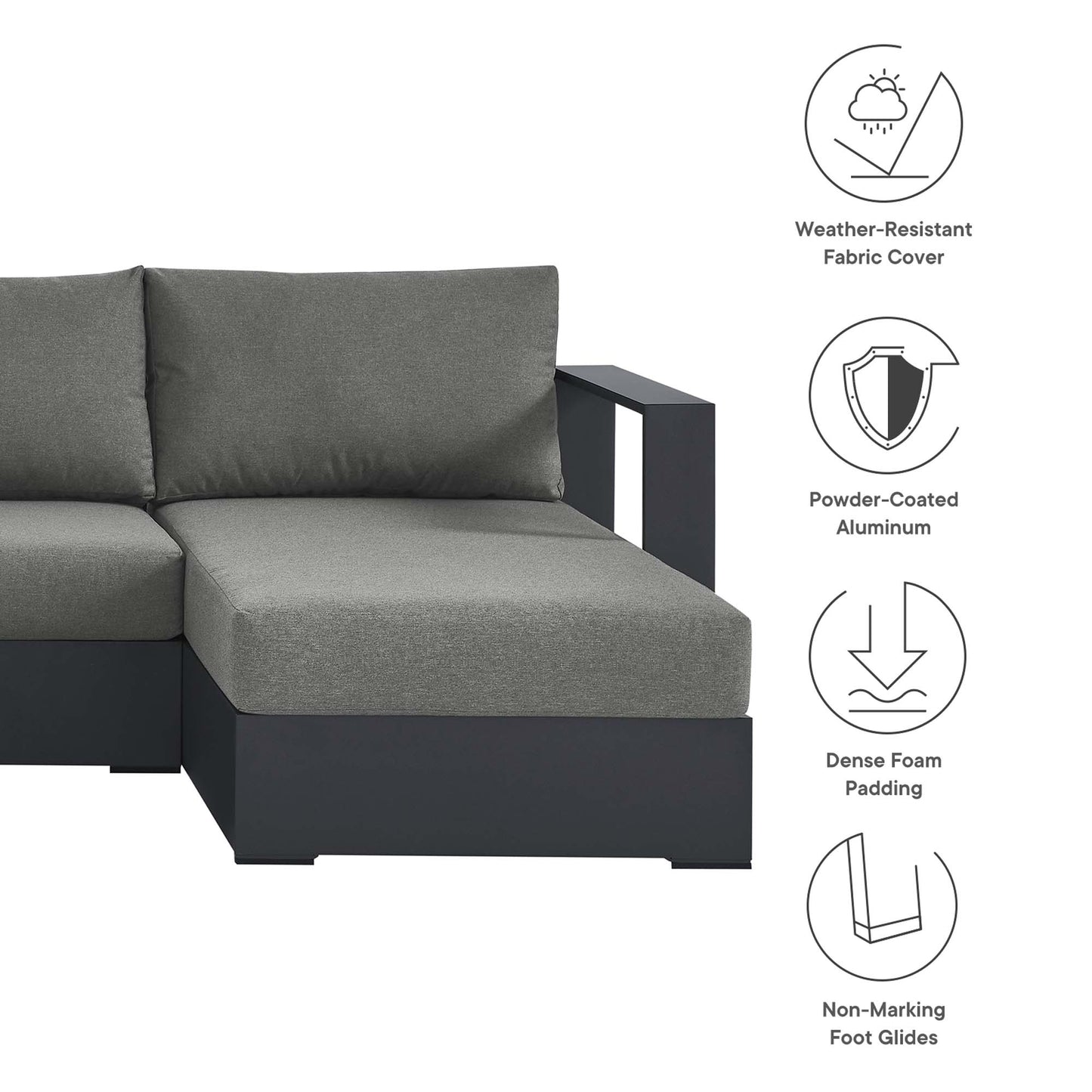 Tahoe 4-Piece Outdoor Patio Powder-Coated Aluminum Sectional Sofa Set by Furniture For America
