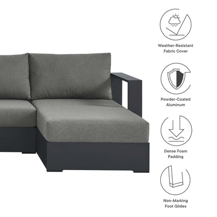 Tahoe 4-Piece Outdoor Patio Powder-Coated Aluminum Sectional Sofa Set in Gray Charcoal