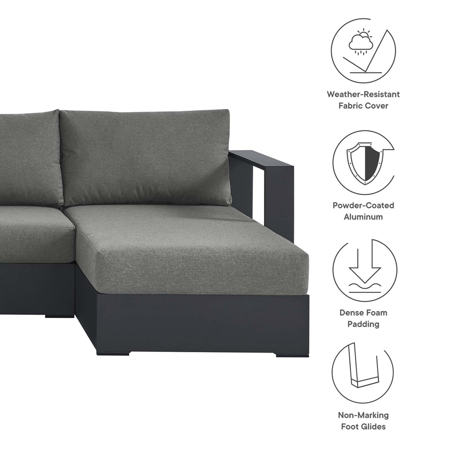 Aspen 4-Piece Outdoor Patio Powder-Coated Aluminum Sectional Sofa Set in Gray Charcoal