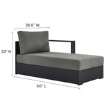 Aspen 4-Piece Outdoor Patio Powder-Coated Aluminum Sectional Sofa Set in Gray Charcoal
