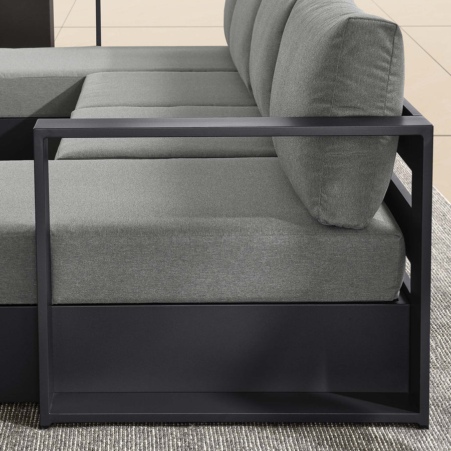 Aspen 4-Piece Outdoor Patio Powder-Coated Aluminum Sectional Sofa Set in Gray Charcoal