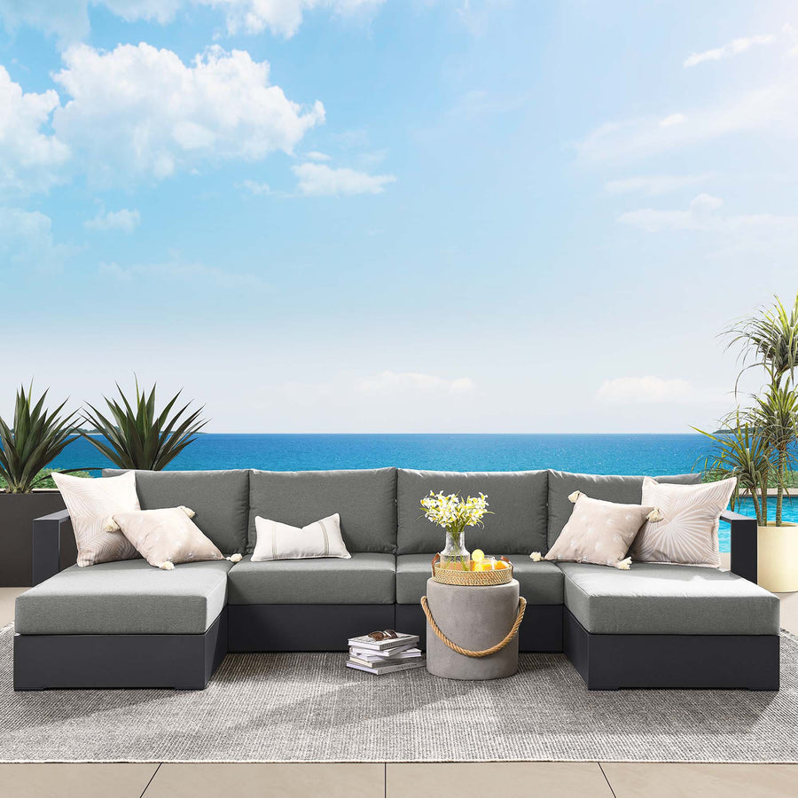 Aspen 4-Piece Outdoor Patio Powder-Coated Aluminum Sectional Sofa Set in Gray Charcoal