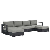 Aspen 4-Piece Outdoor Patio Powder-Coated Aluminum Sectional Sofa Set in Gray Gray
