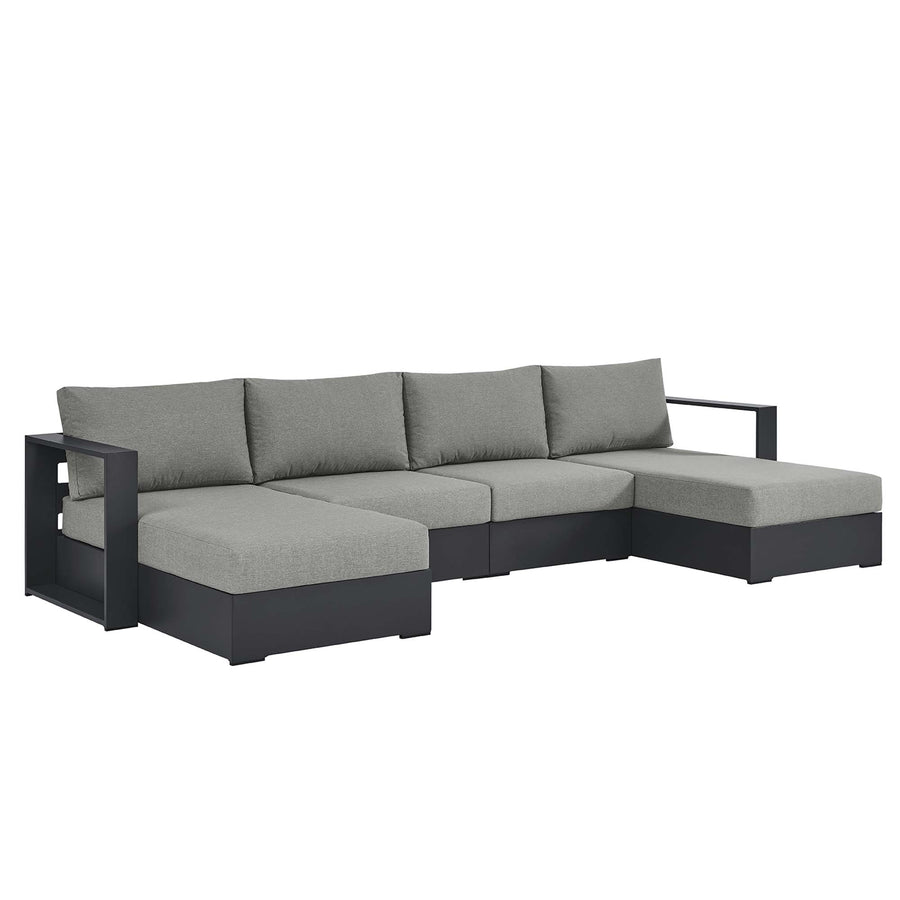 Aspen 4-Piece Outdoor Patio Powder-Coated Aluminum Sectional Sofa Set in Gray Gray